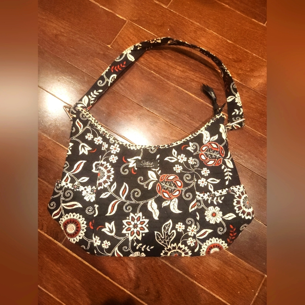 Stylish Black and Red Floral Shoulder Bag